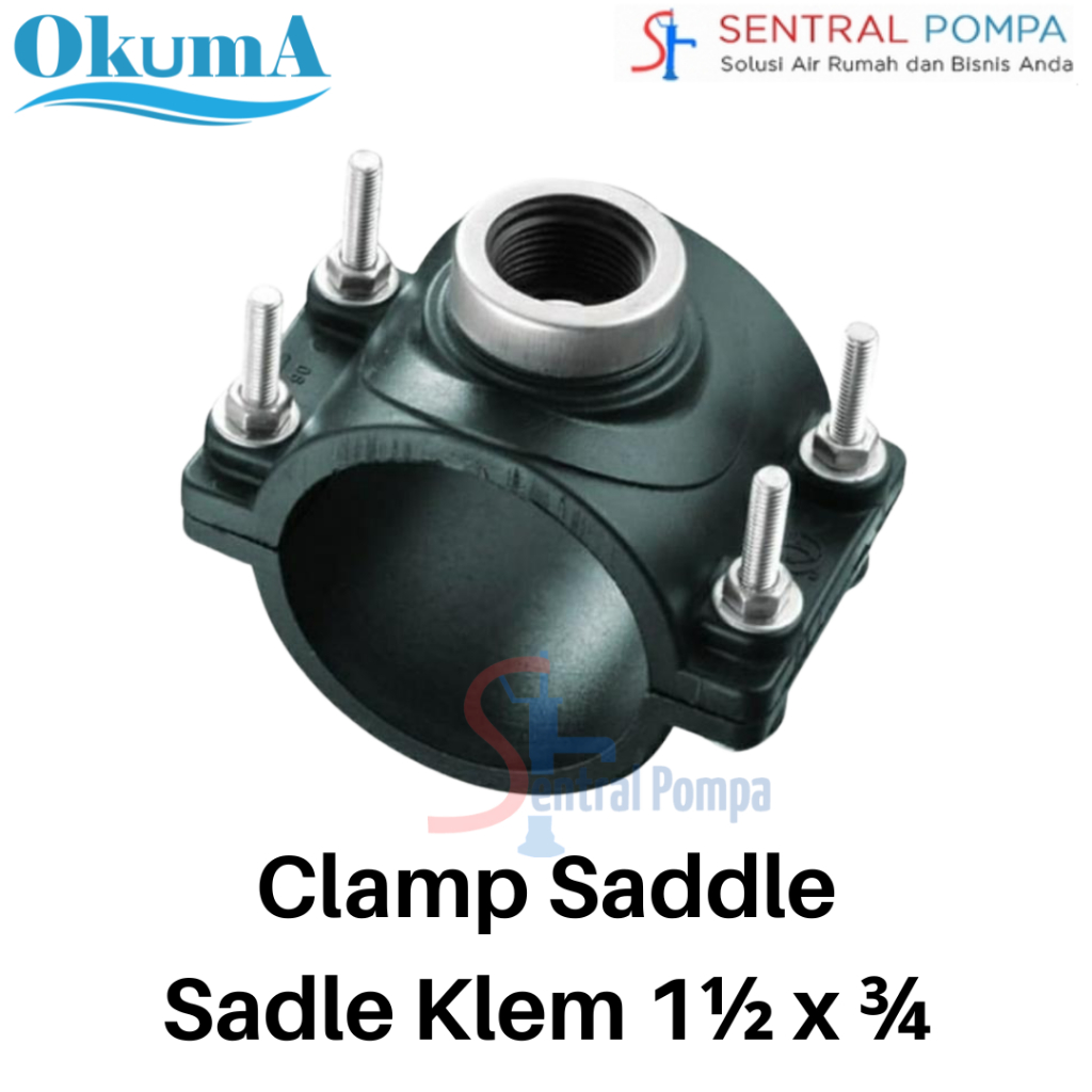 Sadle Klem 1 1/2 x 3/4" Clamp Saddle Compression 50mm x 3/4 inch Fitting PE | Sentral Pompa