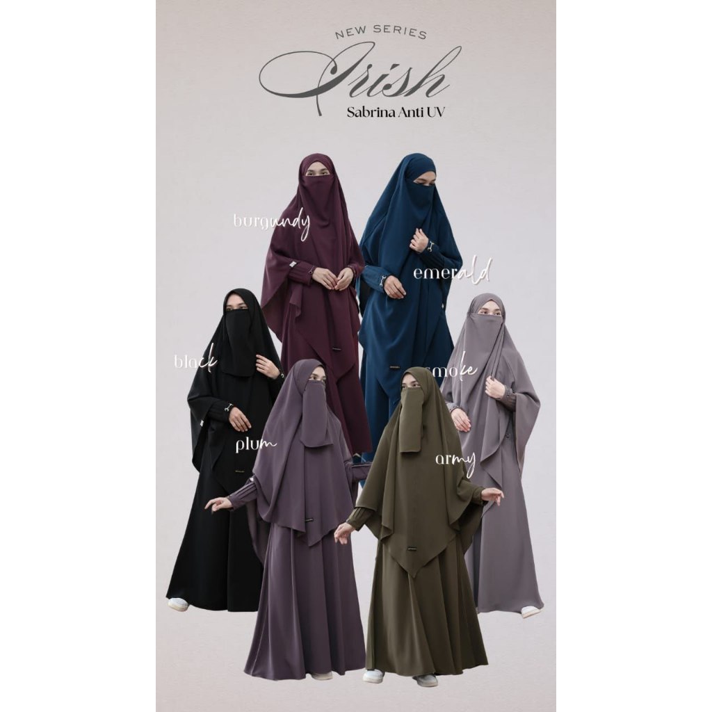 Irish Set FK (FRENCH KHIMAR) | Gamis Set Syar'i FK French Khimar Gamis Hitam Haji Umroh Set Cadar