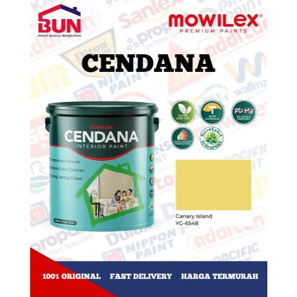Mowilex Cendana Interior Paint Cat Tembok 5 Kg - CANARY ISLAND (TINTING)
