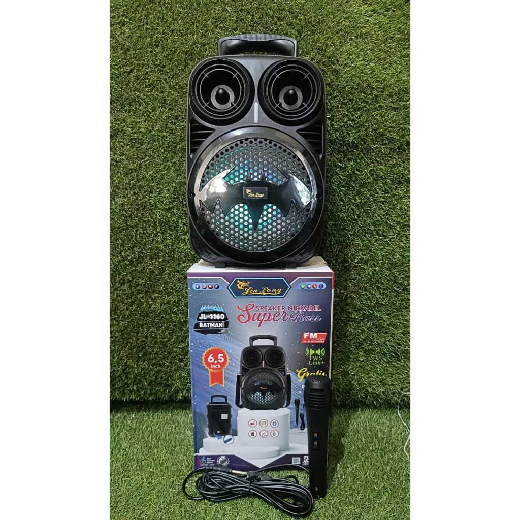 FREE MIC JinLong Speaker Nirkabel Super Bass JL-1160 BATMAN SUPERMAN FM