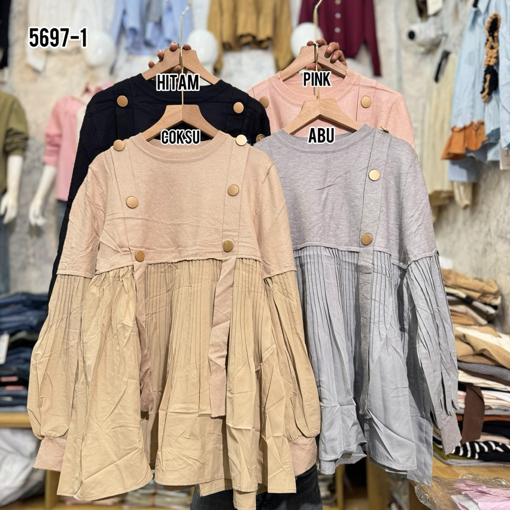 Atasan kombinasi plisket 5697 import premium