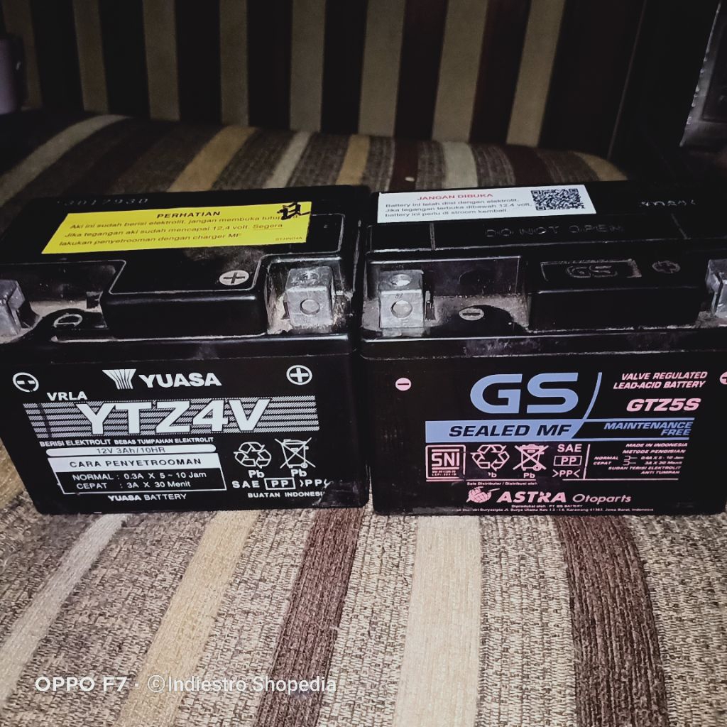 Aki Kering Motor Seken Bahan GS Astra GTZ5S & Yuasa YTZ4V Minus Bekas