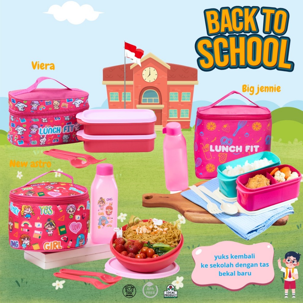 CPM Paket Tas Bekal Makan Back To School Set Of 13 In 1 ( viera ,Jennie Besar, Astro Premium )