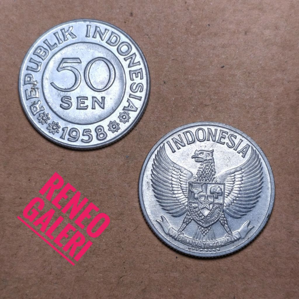 Berkilau 50 Sen Garuda Tahun 1958 1959 1961 Uang Koin Logam Indonesia Kuno 0,5 Rupiah