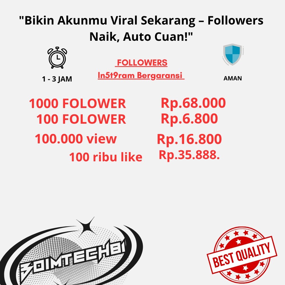 Naikin Followers Instagram Real Aman – Cocok Buat Jualan & Branding"PAKET HEMAT FOLLOWERS IG 100 – 1