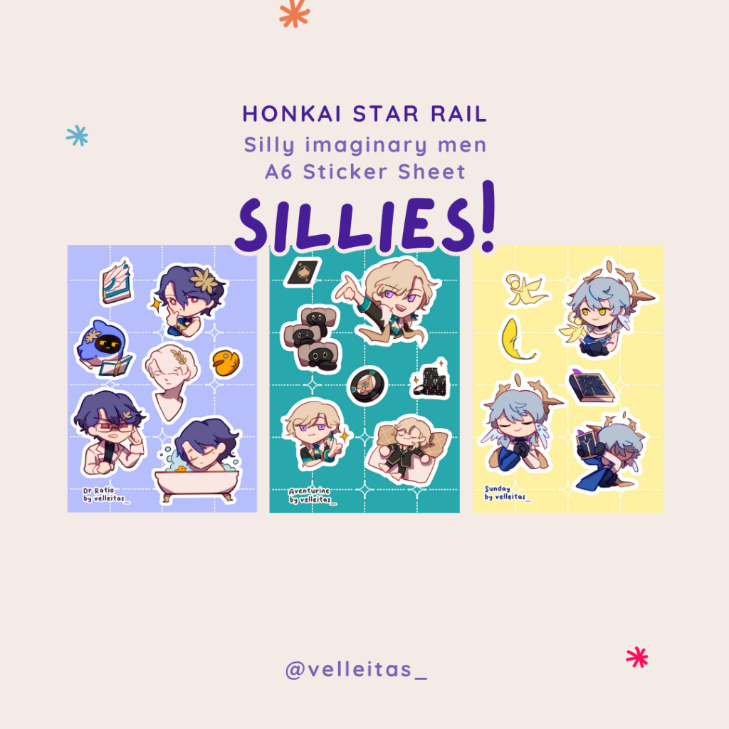 

HSR A6 Stickers : Sillies! - Dr Ratio/Aventurine/Sunday