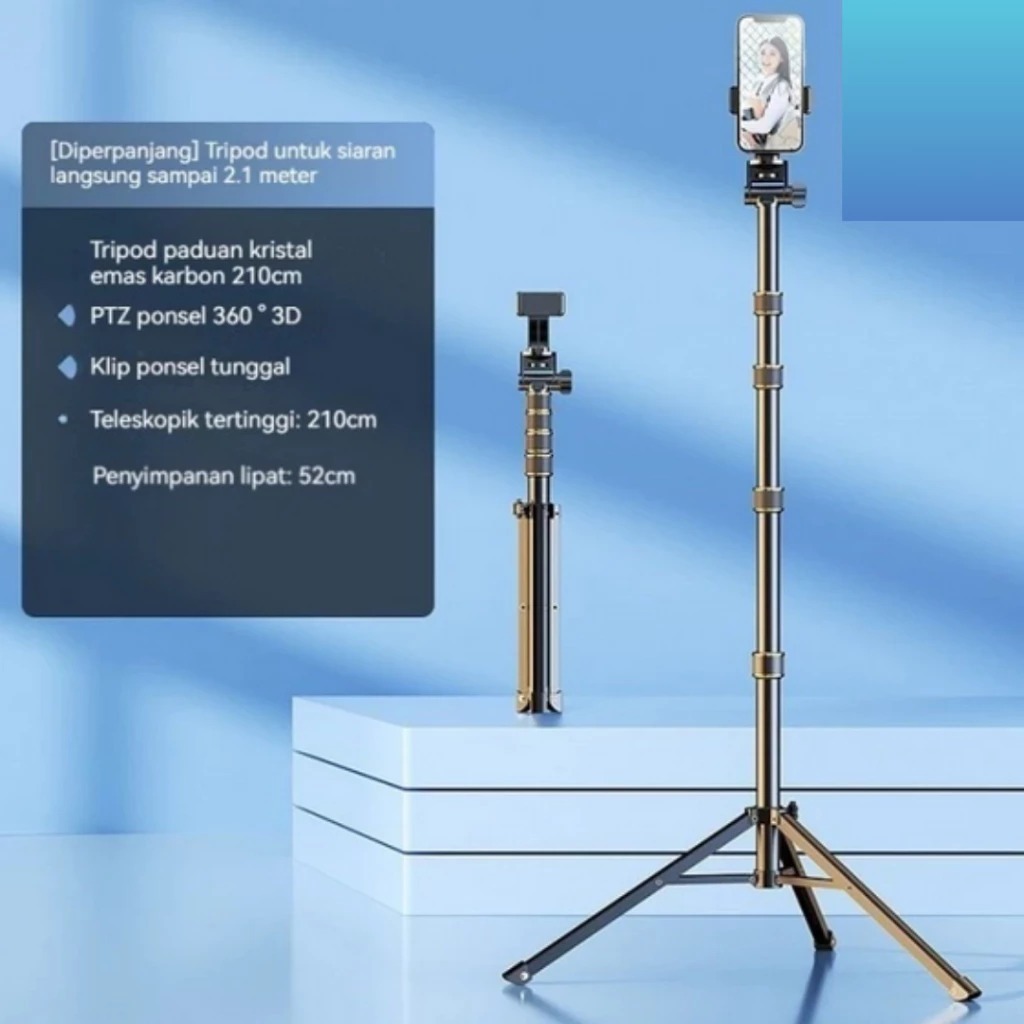[KOKOH] Tripod + Tongsis Premium Tinggi 2,1 Meter Besi Tripod Tongkat Selfie HP Kamera Ringlight