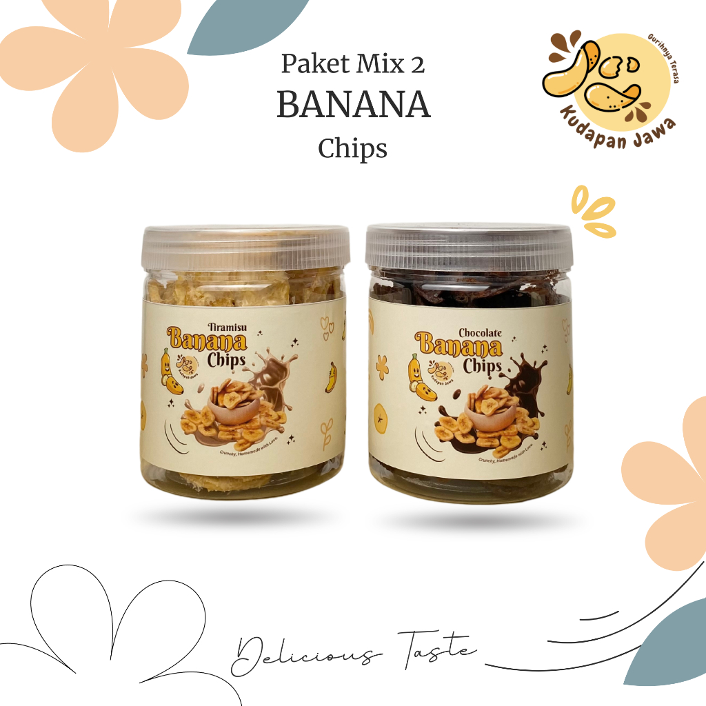 

KUDAPAN JAWA - MIX 2 RASA Keripik Pisang Full Coklat Lumer Melted Choco Banana Chips