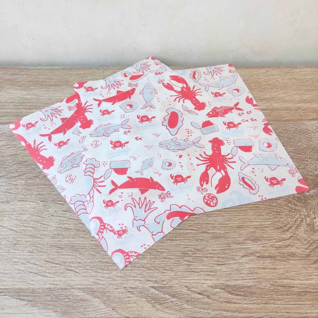 

CUSTOM Kertas Roti Foodgrade 23 x 33 cm - Wrap Paper / Kertas Bungkus / Kertas Minyak