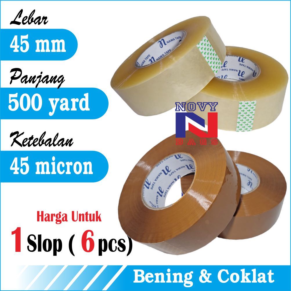 

MURAH BANGET! HARGA 1 SLOP = 6 ROLL, LAKBAN BENING & COKLAT BERKUALITAS 45MM X 500YARD KUAT TERJAMIN