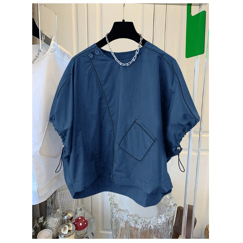 COTTON V-NECK TWIST BLOUSE WANITA KATUN PREMIUM | Blus Wanita