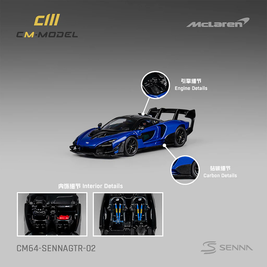CM64-SennaGTR-02 - CM MODEL 1/64 Mclaren Senna GTR Metallic Blue