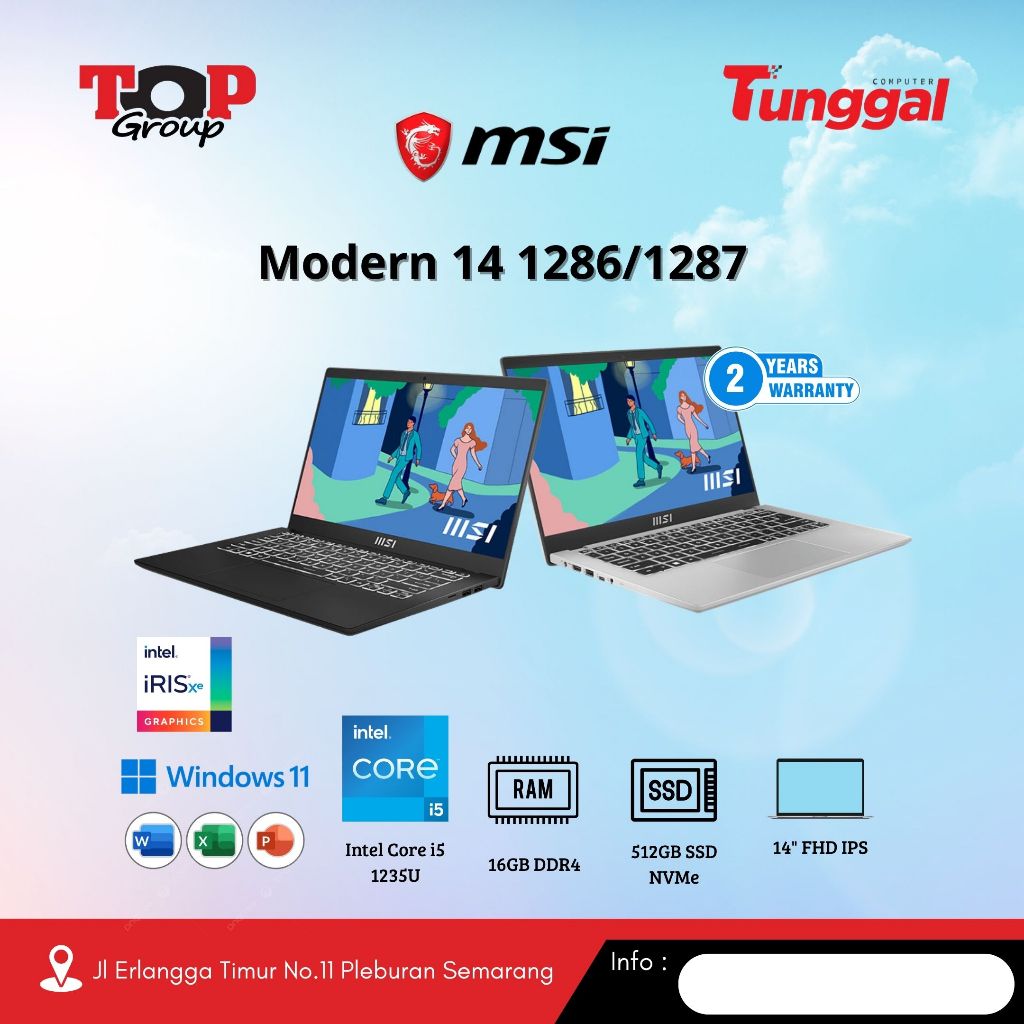 TOP COMPUTER | MSI Modern 14 C12MO 1286 1287