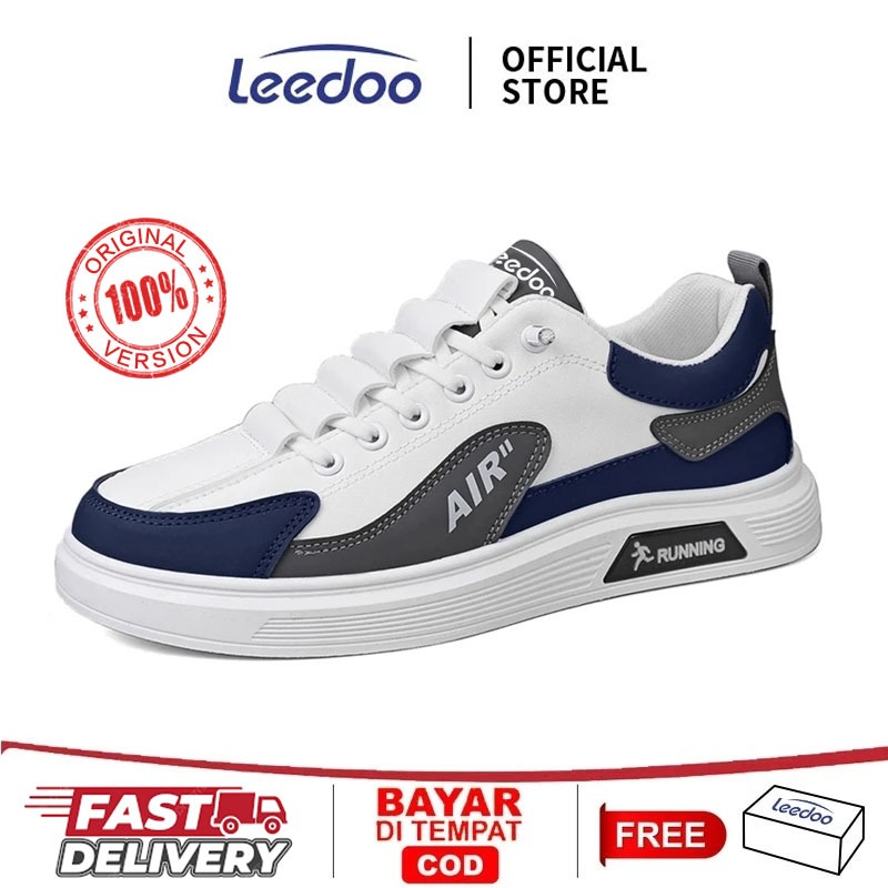 Leedoo Sepatu Sneakers Pria Casual Sneakers Running Sport Shoes Sepatu Tali Fashion Kasual MC493
