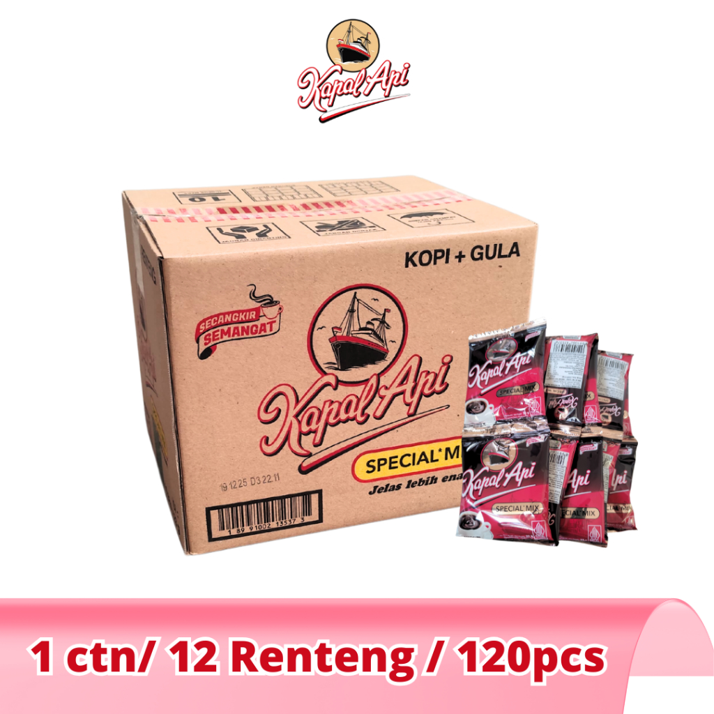 

1 Karton Kopi Kapal API Special Mix 23gr x 12 Renceng 1 Dus - Kopi Hitam + Gula