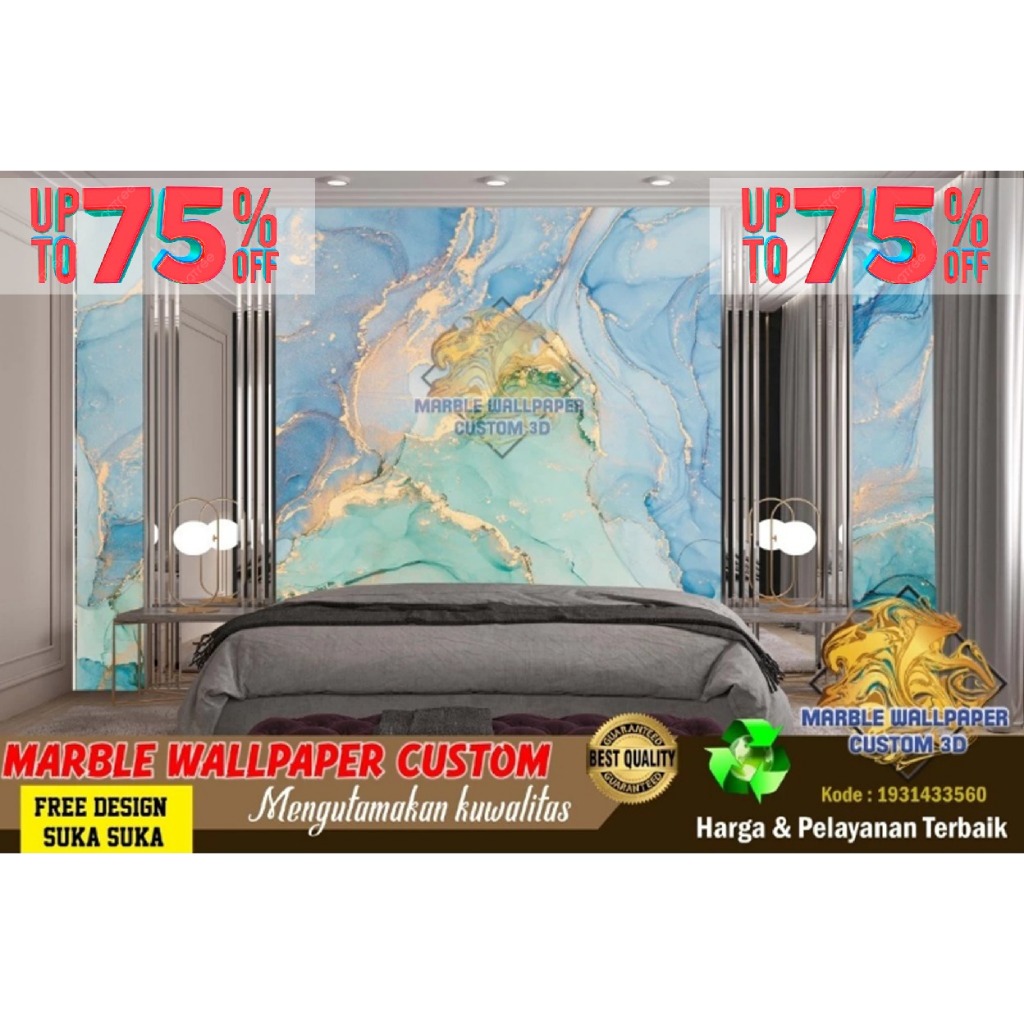 Wallpaper Custom 3D Tema Marmer | Wallpaper Dining Room Marmer | Wallpaper Ruang Makan Marmer | Wall
