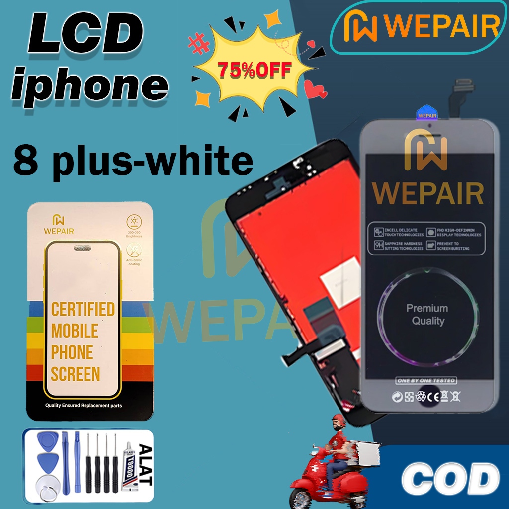 Layar LCD HP Ori IPHONE 8PLUS WHITE  WEPAIR LCD Fullset Original 100% +Bebas Toolkit untuk Perbaik+G