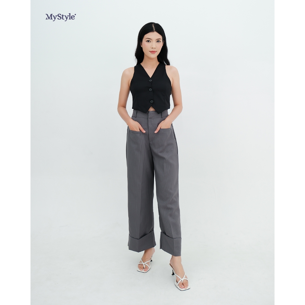 MyStyle Zelda Stripes Pants | Celana Panjang Mofi Salur Bagian Bawah Lipat | Hello Spring | Mystylef