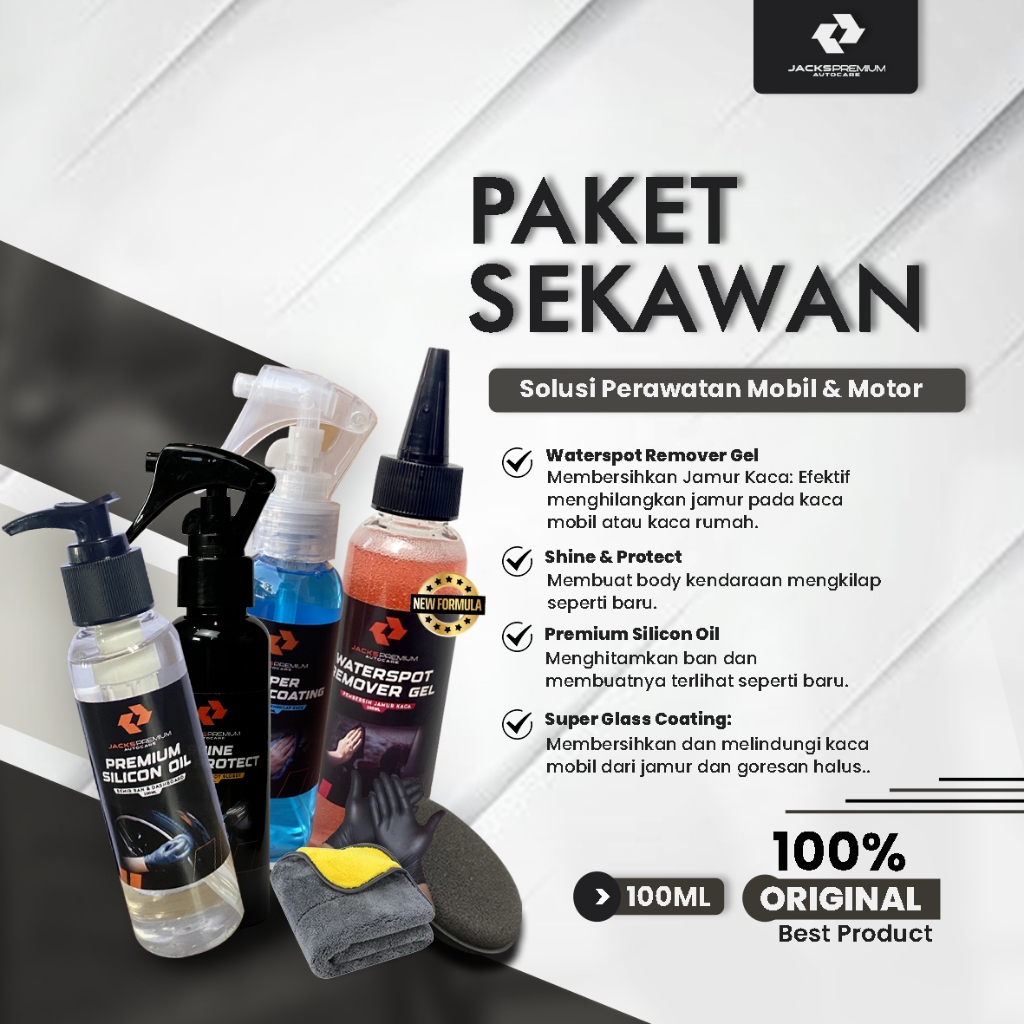Paket Perawatan Mobil Sekawan | Jack Premium – Semir Ban, Coating Kaca, Pengkilap Body