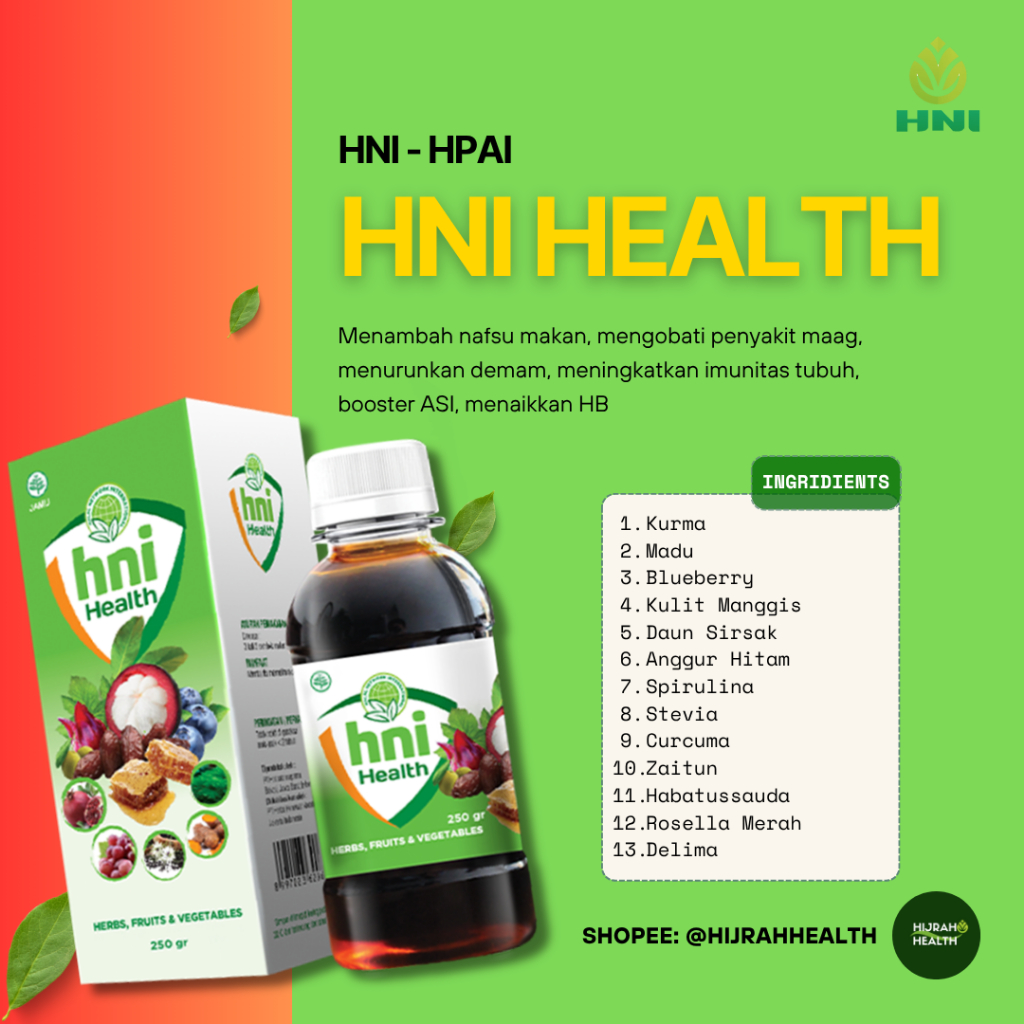 

HNI HEALTH (Extraa Food) - MADU SARI KURMA PENAMBAH NAFSU MAKAN ANAK DAN DEWASA, PEREDA MAAG