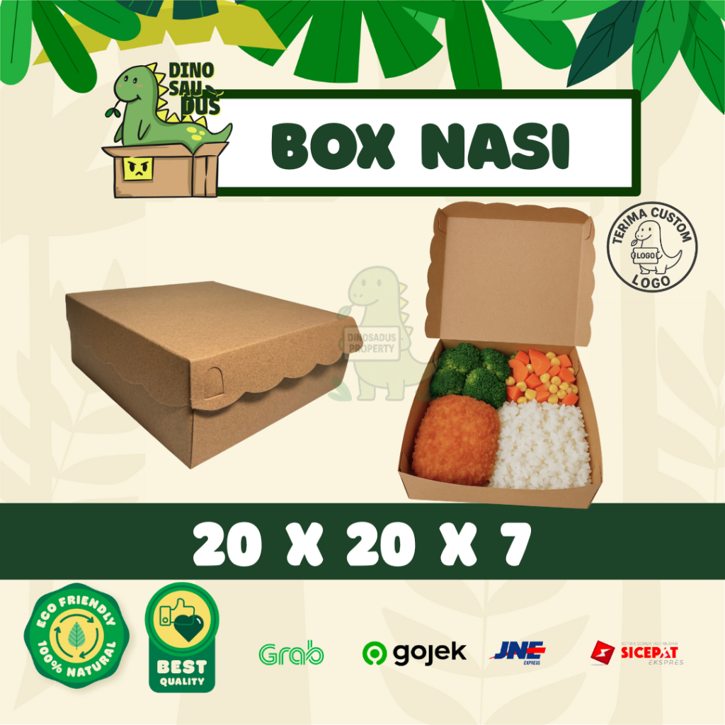 Box Nasi Kraft KRAFT Tebal & Siap Pakai – Dus nasi kotak 20 x 20 x 7 cm KN02