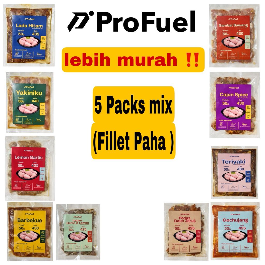 

ProFuel ayam paha marinasi 5 rasa x 200 gram- praktis siap masak tinggi protein- diet sehat