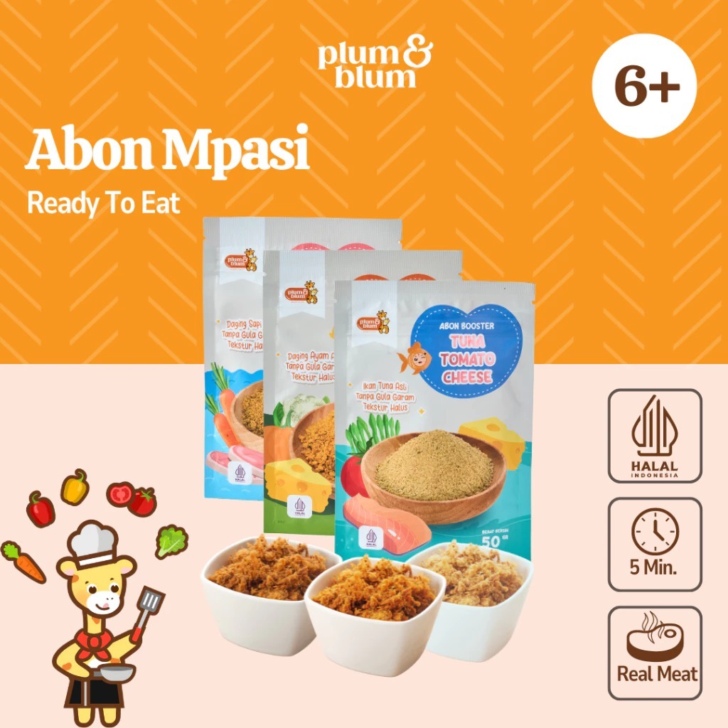 

Plum & Blum Mpasi Abon Cheese BB Booster Sapi Ayam Ikan No MSG - 50 Gram