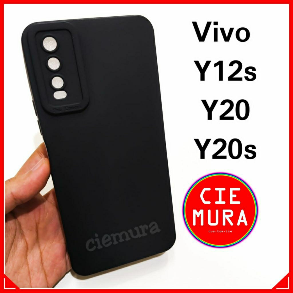 CIE Case Hitam Vivo Y20 / Y20s / Y12s Black Matte Softcase Polos Lentur Slim Silikon HP Ciemura