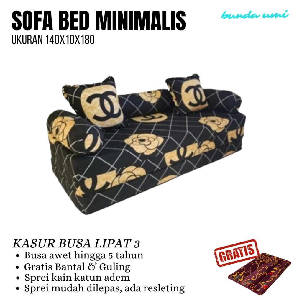 Sofa Bed Kasur Busa Lipat 3 Ringan Praktis dan Stylish