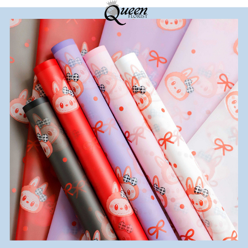 

20 LEMBAR Kertas Buket Cellophone Line Karakter Carton Lucu Anak KB85