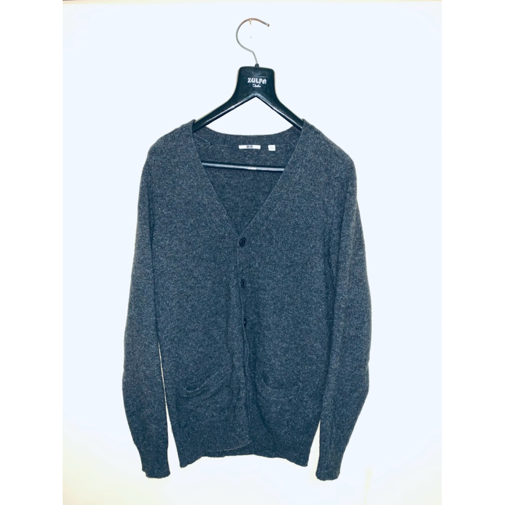 Cardigan Wool Uniqlo Dark Grey size L