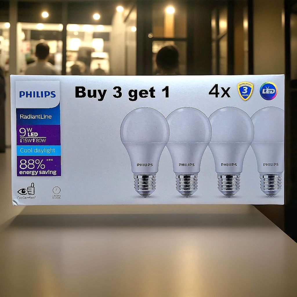 PHILIPS LAMPU 9 WATT MULTIPACK RADIANTLINE LEDBULB 6500K PUTIH