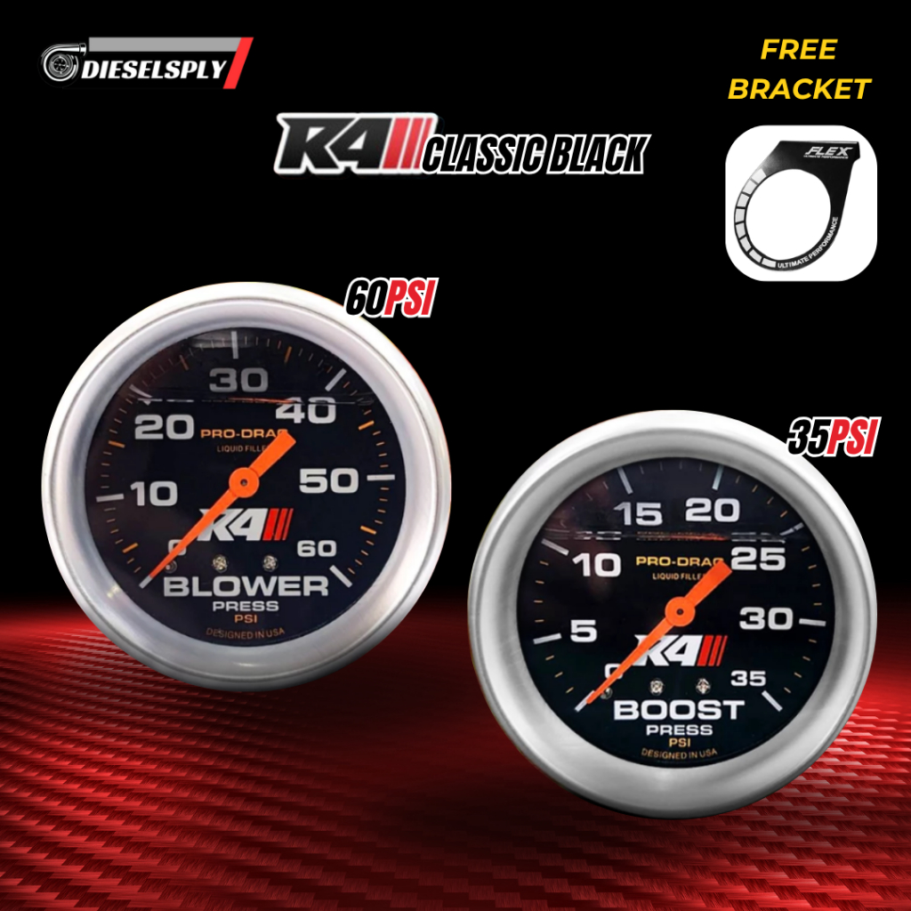 Boost Meter R4 Classic 60 PSI Innova/Fortuner/Pajero FREE Bracket