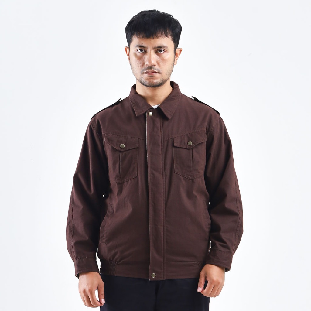 Nookly Work Jacket Chester Dark Brown Shacket Jaket Pria