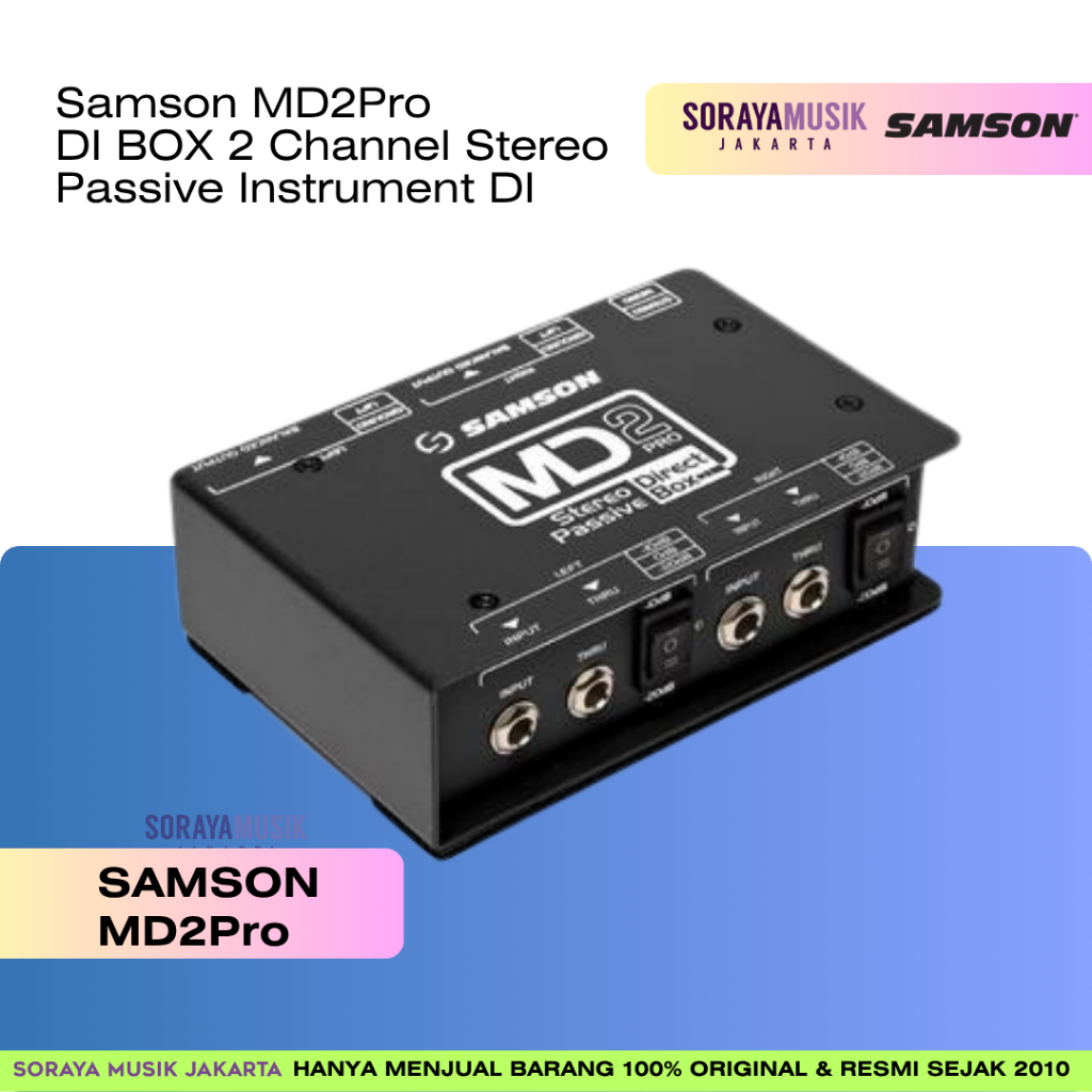 Samson MD2Pro MD 2 PRO DI BOX 2 Channel Stereo Passive Instrument DI