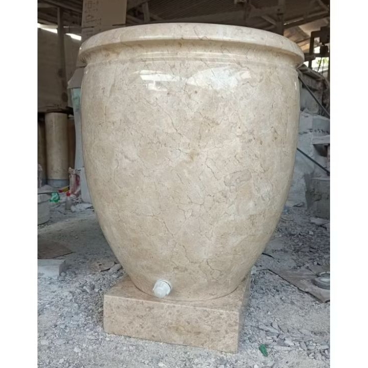 Bak Mandi Batu Marmer Utuh Gentong Air Batu Marmer Solid