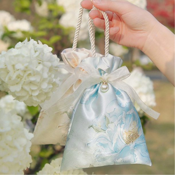 

PREMIUM Korean Style Silk Pouch Permen Wedding Sangjit Kantong Goodiebag gift Tas Kado Tas Permen Tas Hadiah