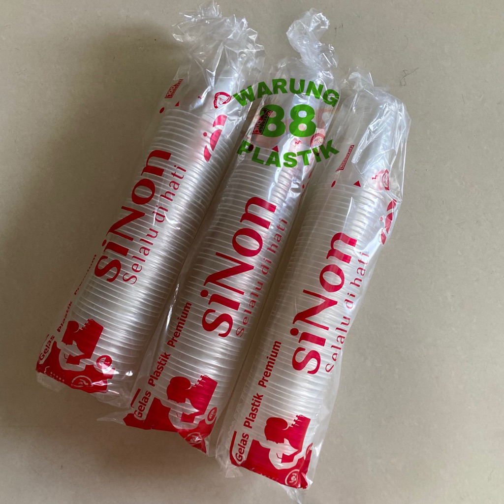 GELAS AQUA SINON 50 PCS | GELAS AQUA PLASTIK | GELAS KOPI SUSU | GELAS PLASTIK BENING