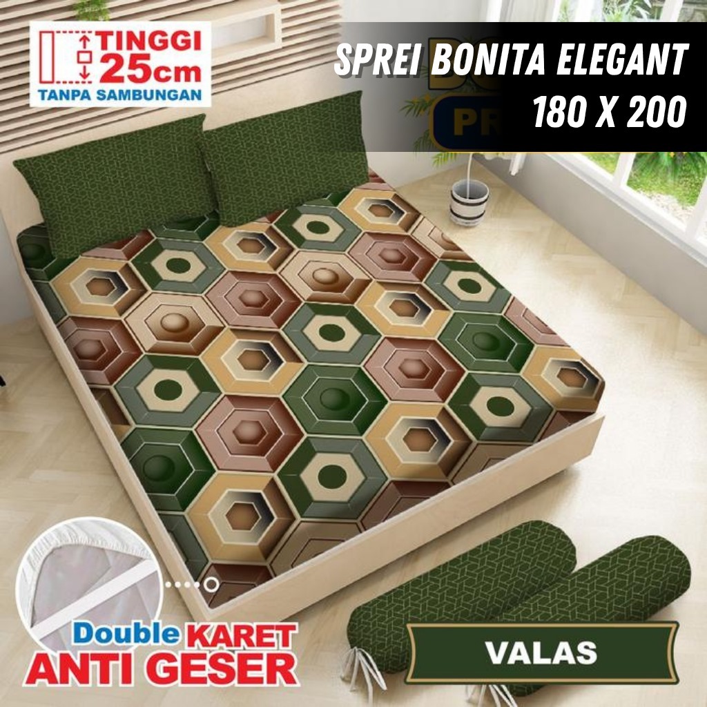 Sprei Bonita Elegant 180x200 Double Karet Anti Geser Anti Luntur