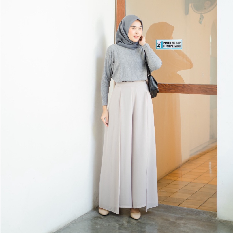 KODE H24V Celana Kulot Lurus Mozza Kulot Layer Kanan kiri  Celana Kulot Bahan Ceruti