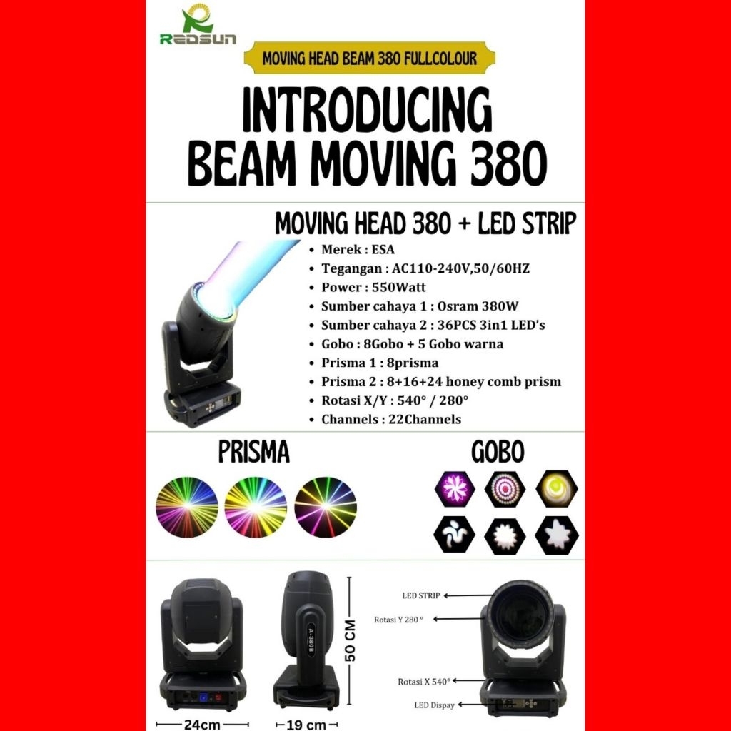 Moving Beam Redsun 380B + Hardcase