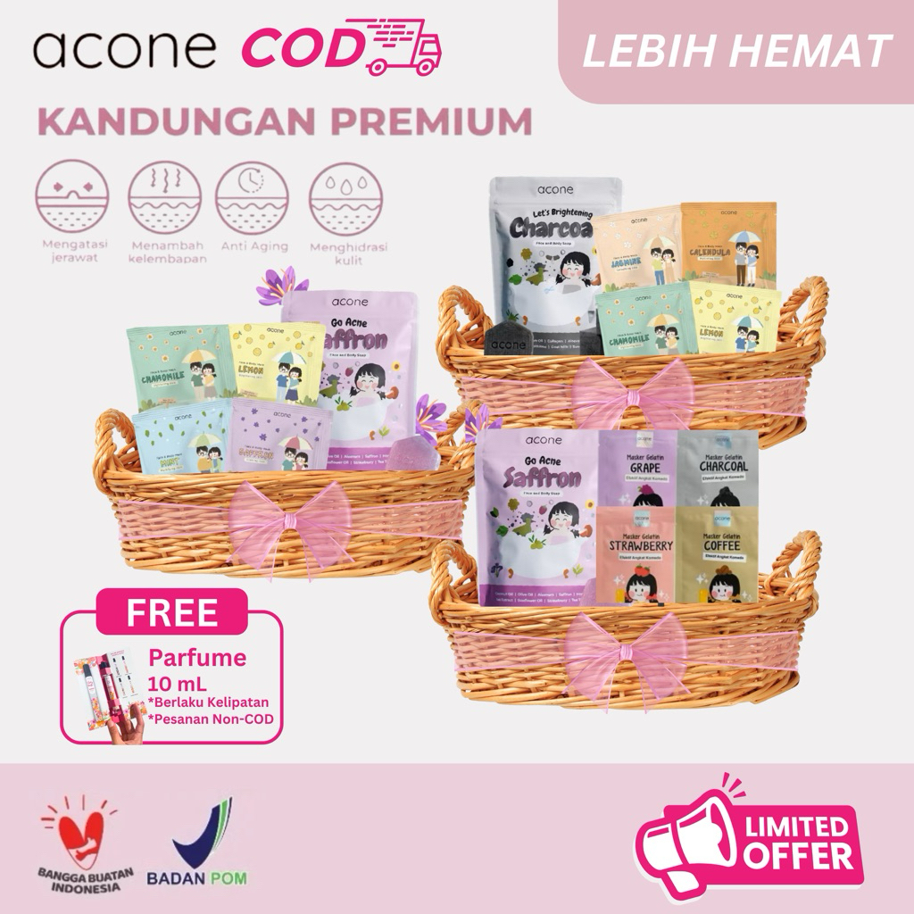 [BPOM] PAKET HEMAT HAMPERS GIFT BOX ACONE Masker Wajah Organik Parfume Murah untuk Kado Ulang Tahun 