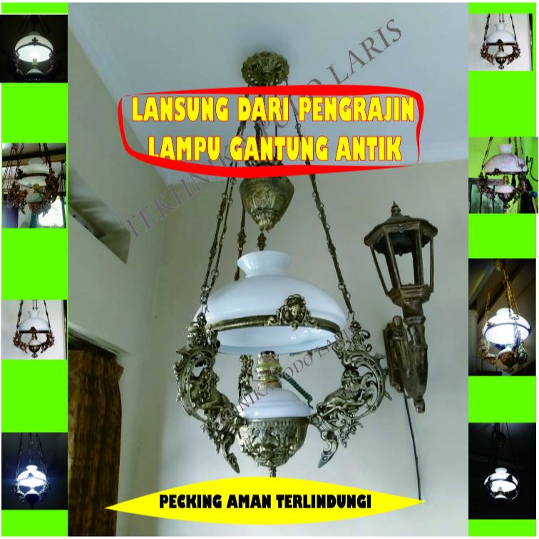 lampu gantung antik ukuran 40cm motif singa,lampu antik,lampu betawi