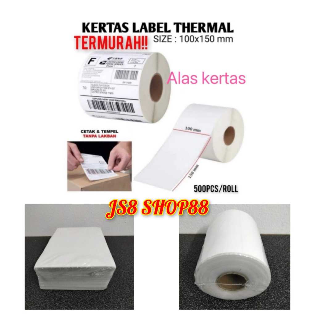 

KERTAS LABEL STIKER THERMAL 100x150x500 PCS ALAS KERTAS 100 x 150 x 500 PCS