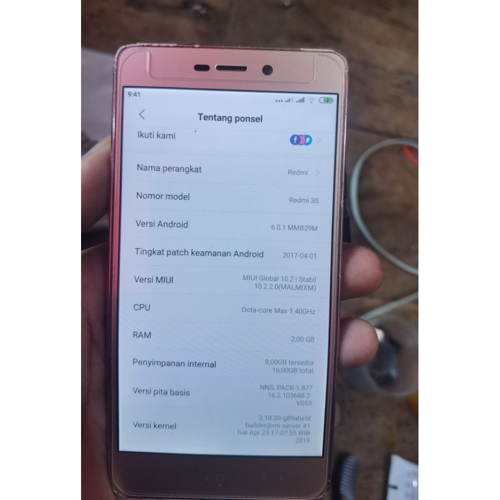 mesin redmi 3s ram 2/16 gb