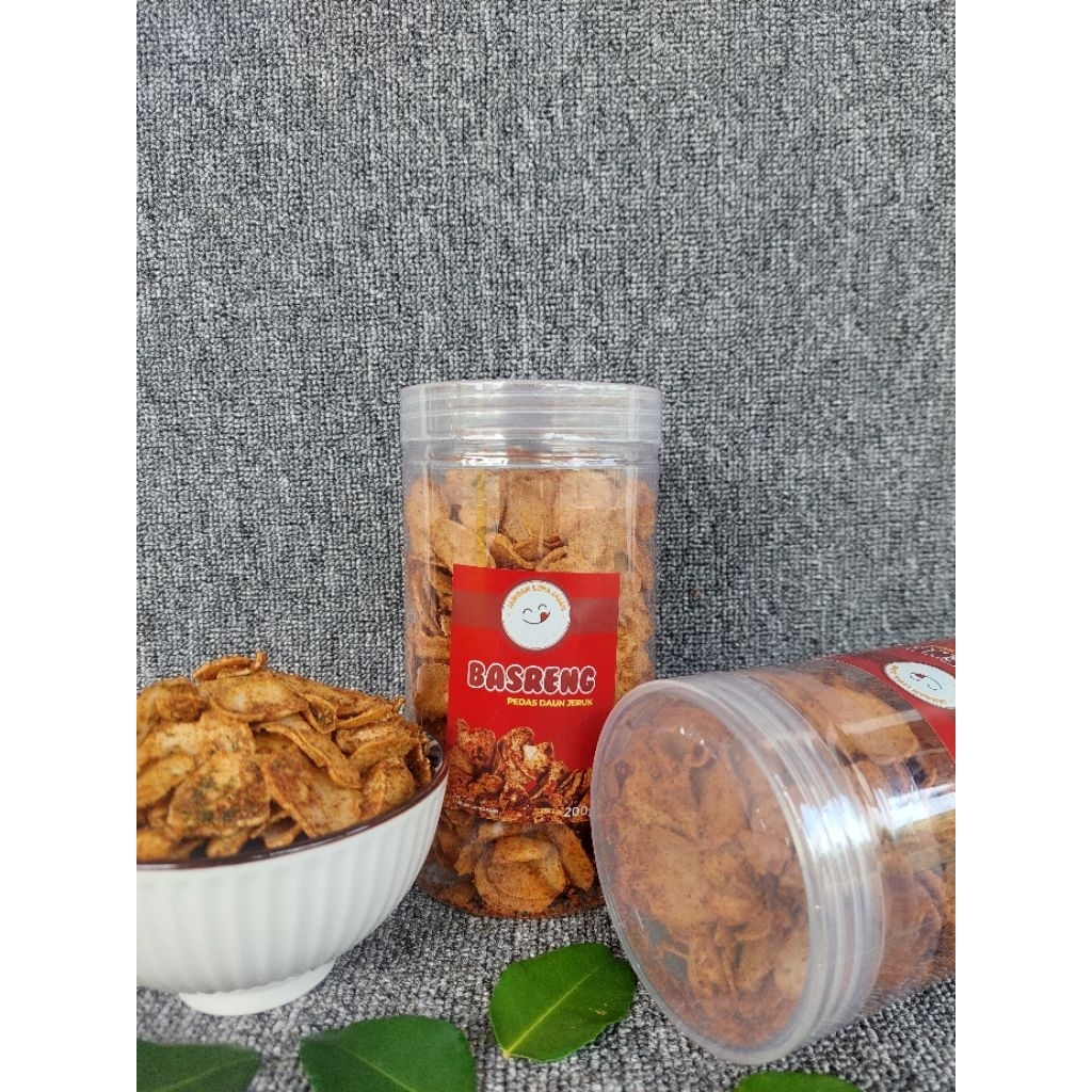 

BASRENG SUPER RENYAH Pedas Daun Jeruk Gurih Daun Jeruk 200gr Kemasan Toples Behel Friendly[Jangan Lupa Jajan]
