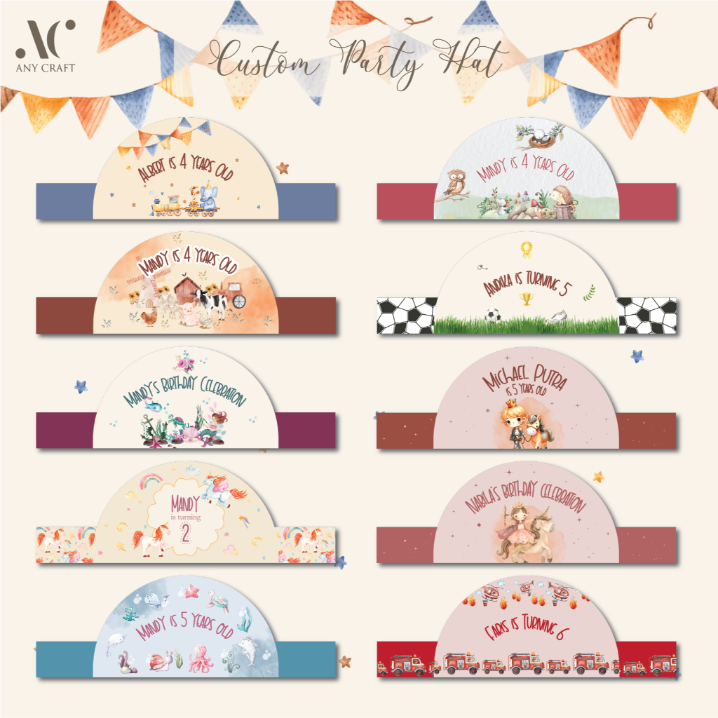 Topi ulang tahun anak custom karakter topi ulang tahun anak perempuan topi ulang tahun anak lakilaki