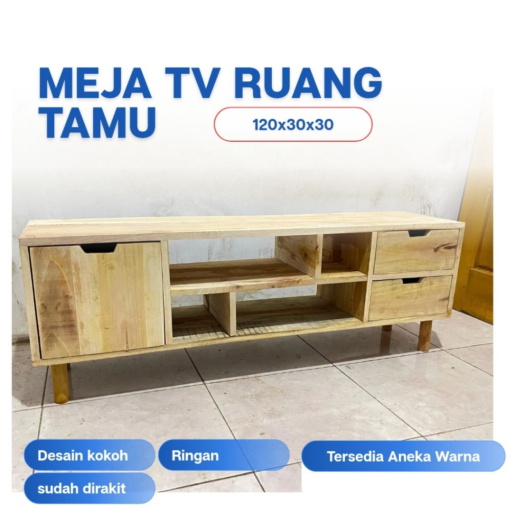 Ready stock meja tv minimalis kayu mahoni