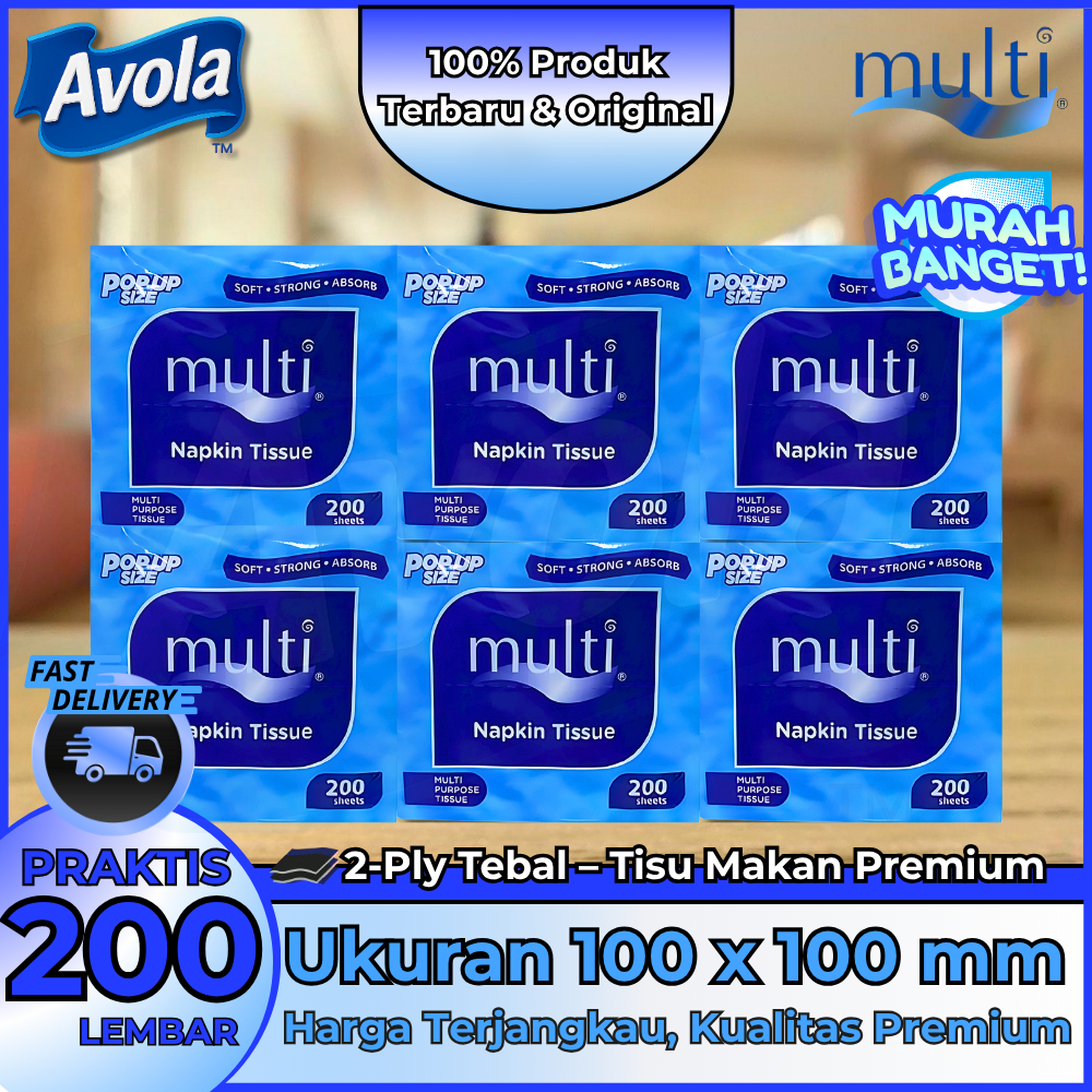 Tisu Multi Pop Up 200 Sheet (6 PACK) – Tisu Tarik Pop-Up Tebal & Lembut