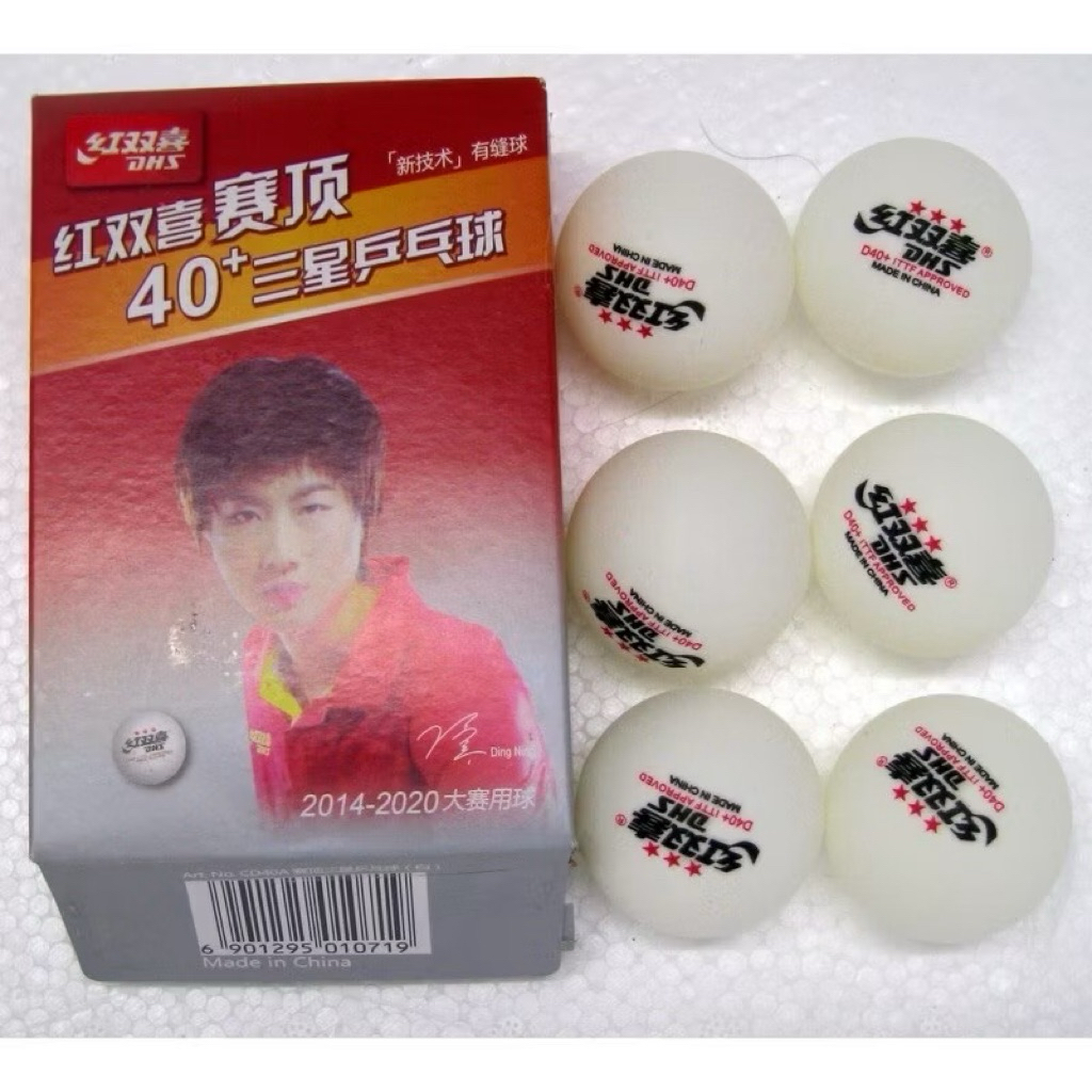 DHS 1 kotak isi 6 Bola Pingpong / Bola Tenis Meja DHS Putih Oren